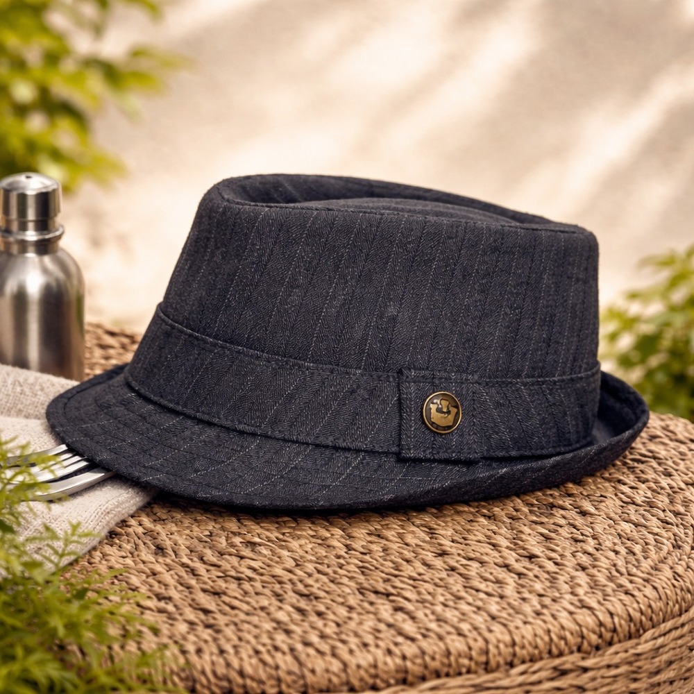 Goorin Bros 100-1807 Gray Herringbone Trilby Fedora Hat Mens M Plaid Lining